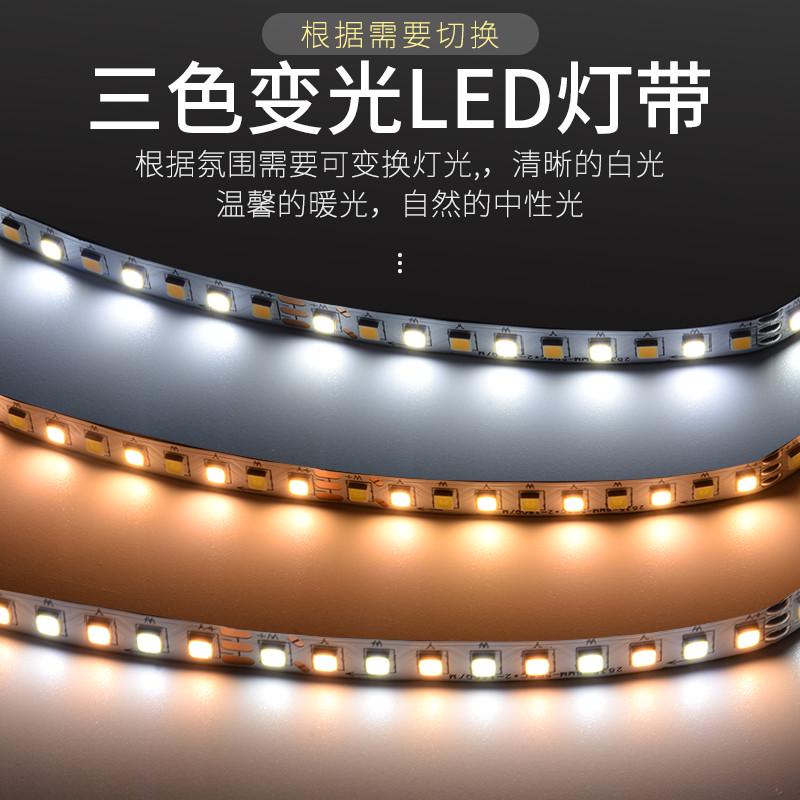 LED三色变光软灯带灯条客厅柜线性智能2.4G无极调光吊顶型背景灯