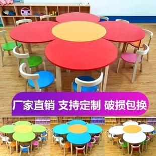 幼儿园桌椅实木小学生托管辅导补习培训班课桌椅儿童美术绘画桌子