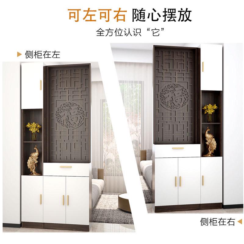屏风隔断客厅大门入户进门实木置物架正对简约现代玄关柜鞋柜一体
