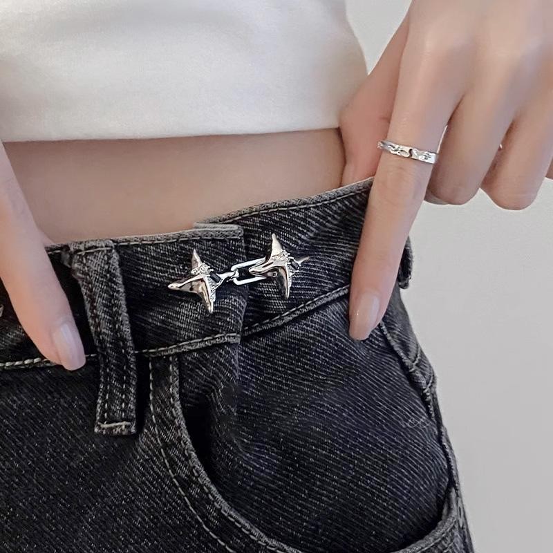 轻奢气质四芒星裤腰收紧神器可调节束腰扣牛仔裤腰围改小固定扣子