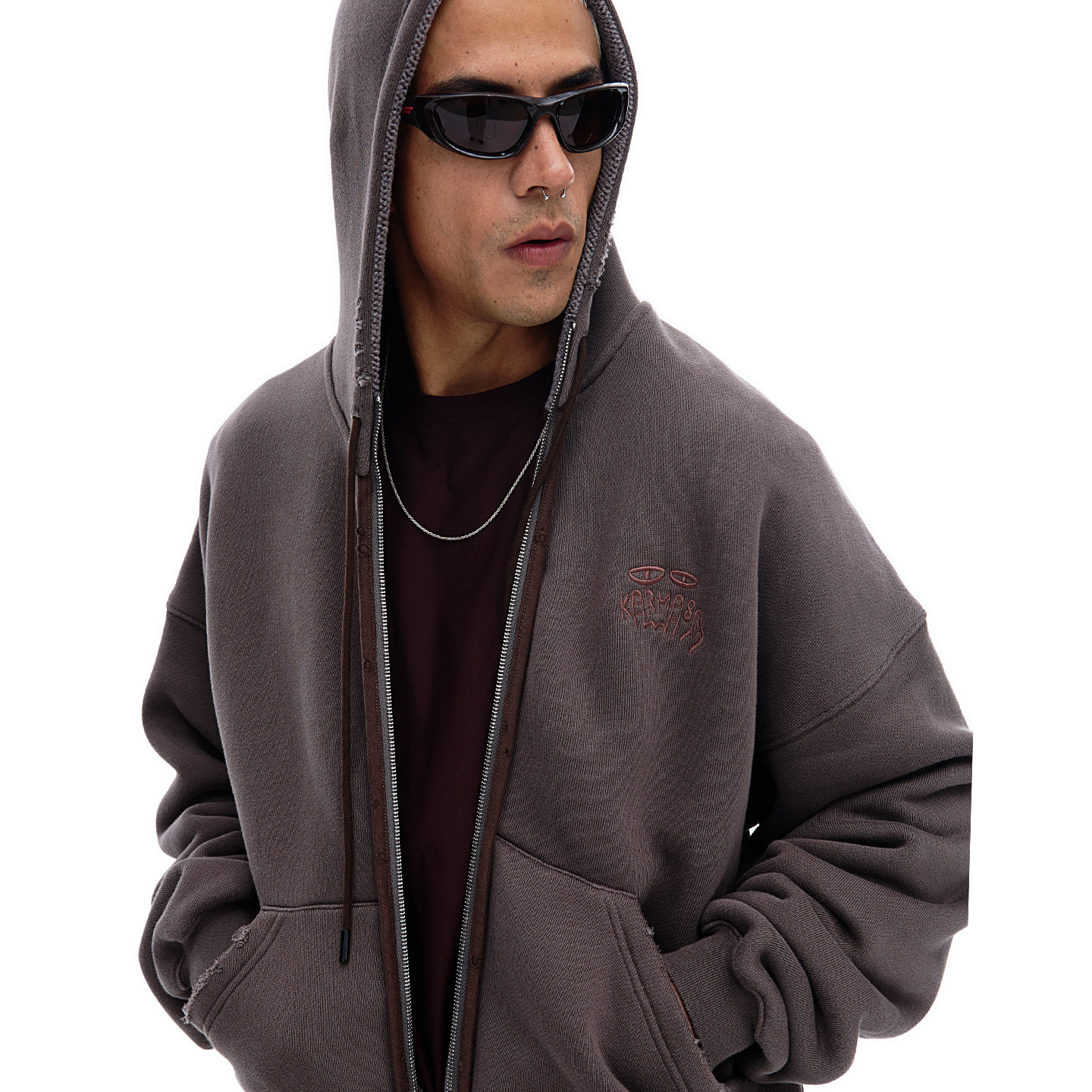 Karma8a法国品牌拉链连帽卫衣