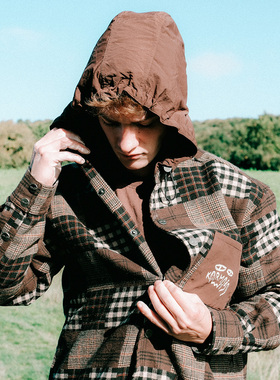 Karma8a Grip Hybrid法国攀岩拼接格子连帽衬衫攀岩格纹衬衣外套