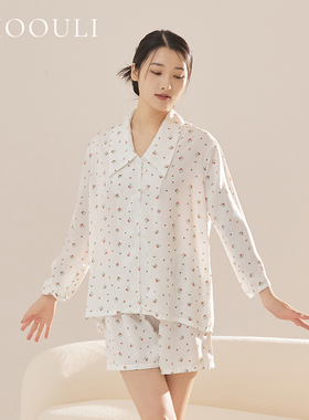 EMOOULI/一暮里定制刺绣睡衣套装送闺蜜生日礼物春秋季家居服女款