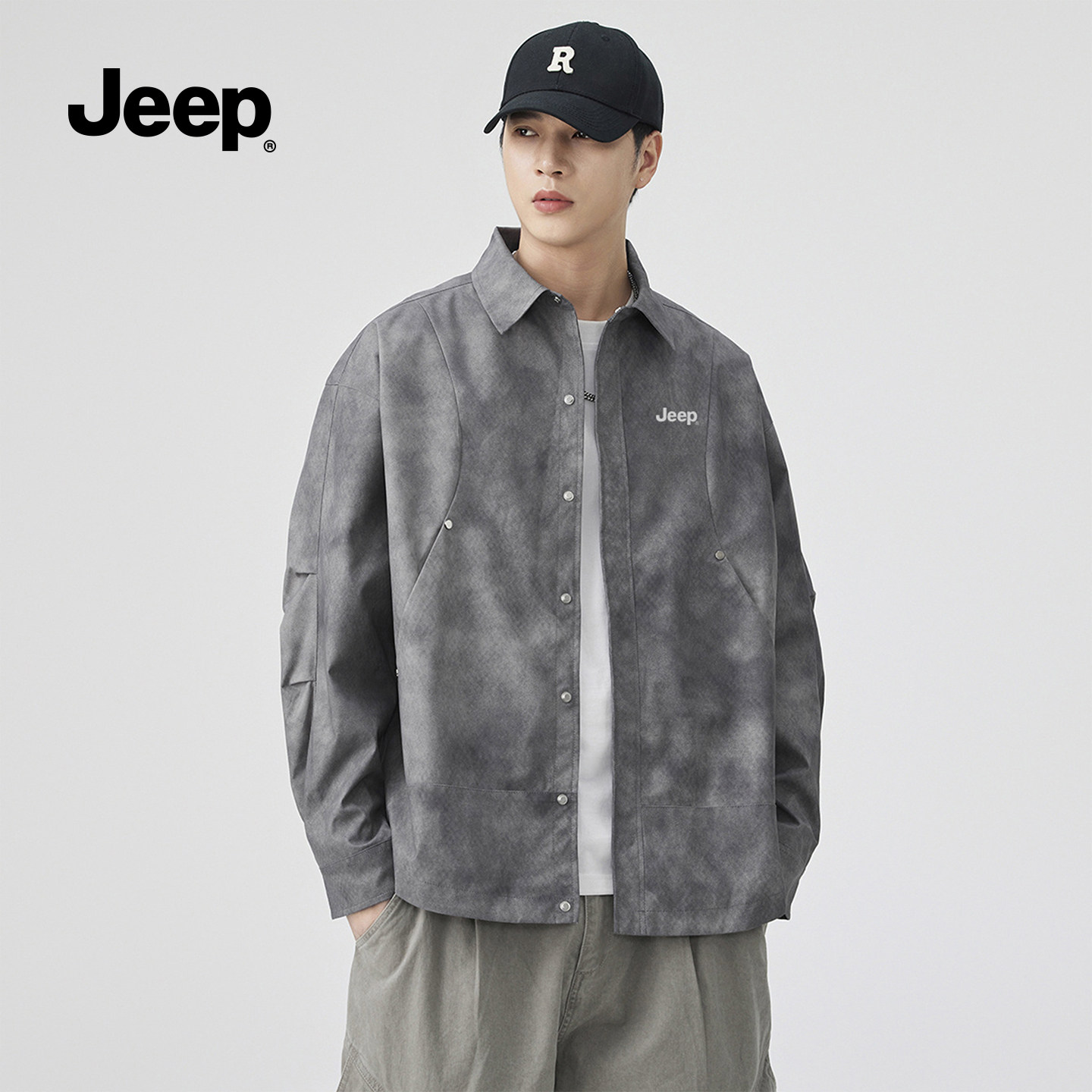 jeep吉普休闲夹克男款复古翻领长袖上衣秋季潮流休闲百搭外套男装,男装,夹克,淘宝优惠券,粉丝福利购,淘宝优惠卷