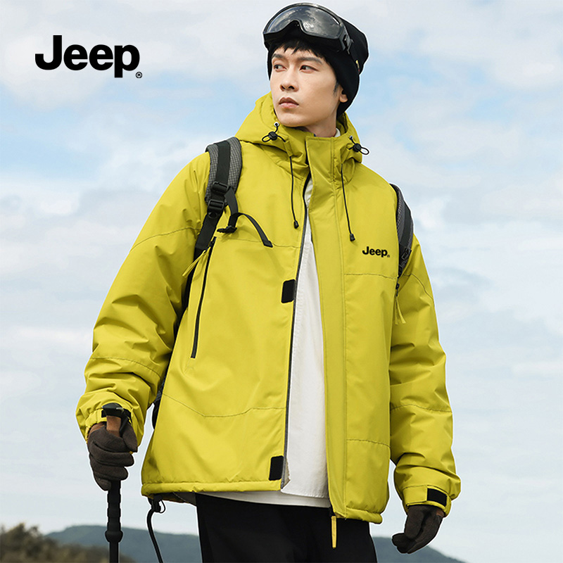 Jeep吉普官方棉服男款冬季2025新款加绒加厚休闲保暖防寒服外套潮