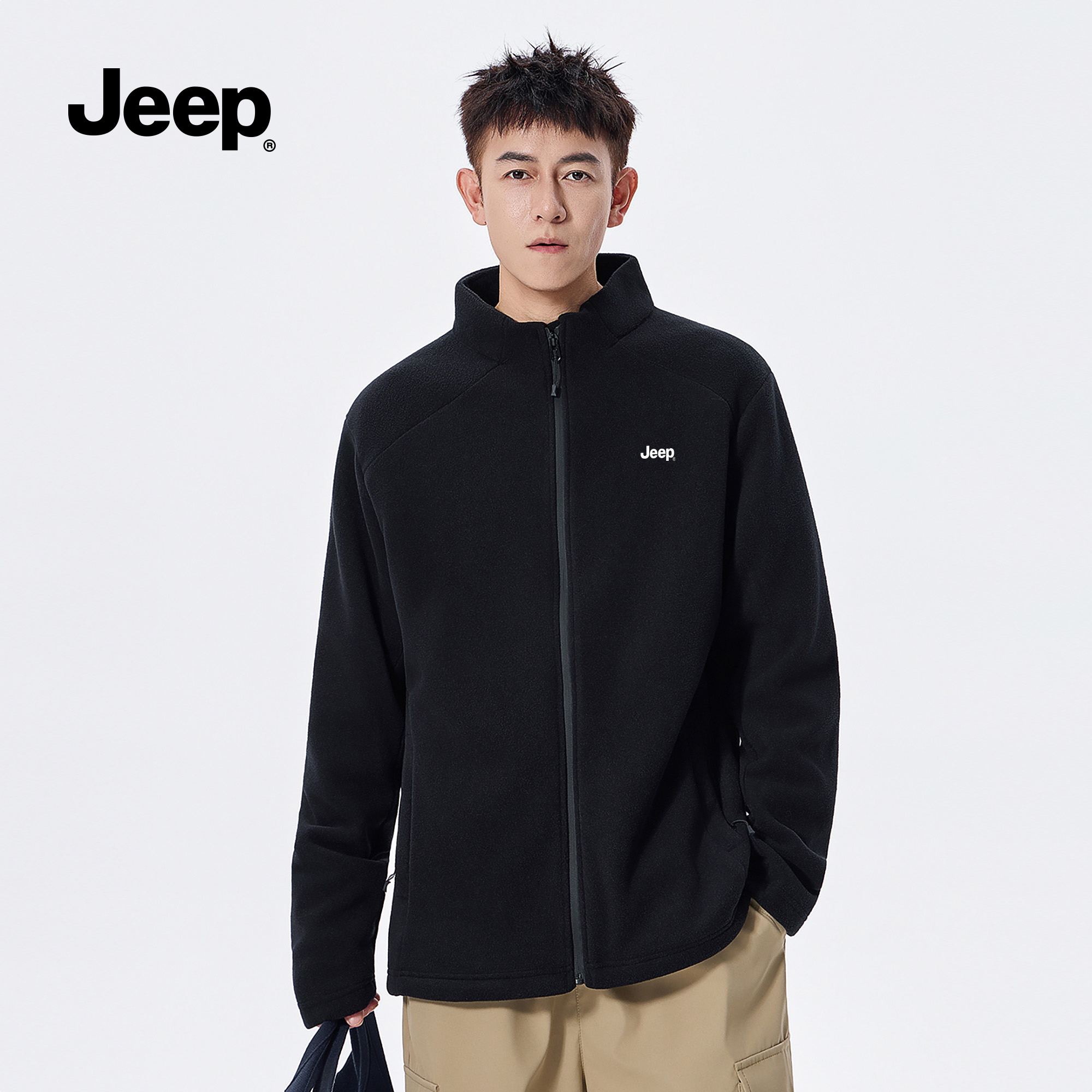 Jeep吉普摇粒绒外套男防风复古