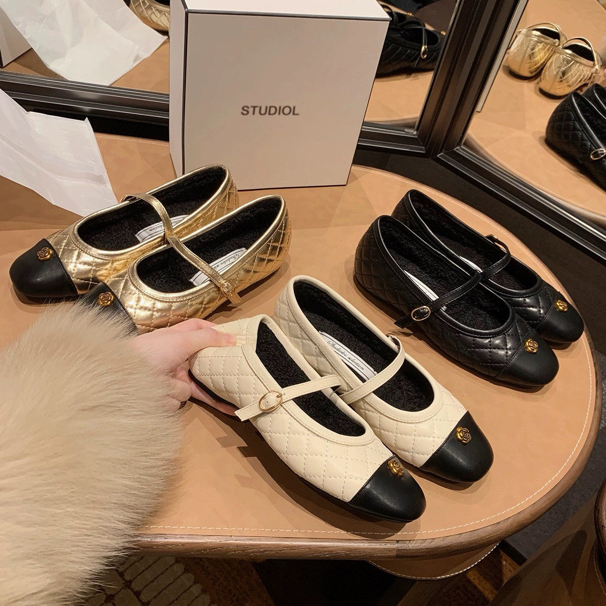 巨好看~真皮内增高山茶花玛丽珍鞋女小香风菱格拼色加绒女士单鞋,女鞋,玛丽珍鞋,淘宝优惠券,粉丝福利购,淘宝优惠卷