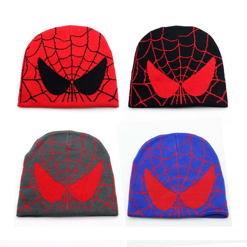 网红New Cartoon Spider Embroidered Beanies Hat Men Winter Au