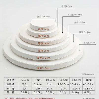 推荐陶艺工具氧化铝饼专业陶瓷烧制防粘垫饼18cn耐高温白色圆形垫