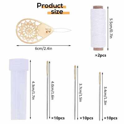 网红34PCS Golden Tail Sewing Needles Cross Stitch Needle wit