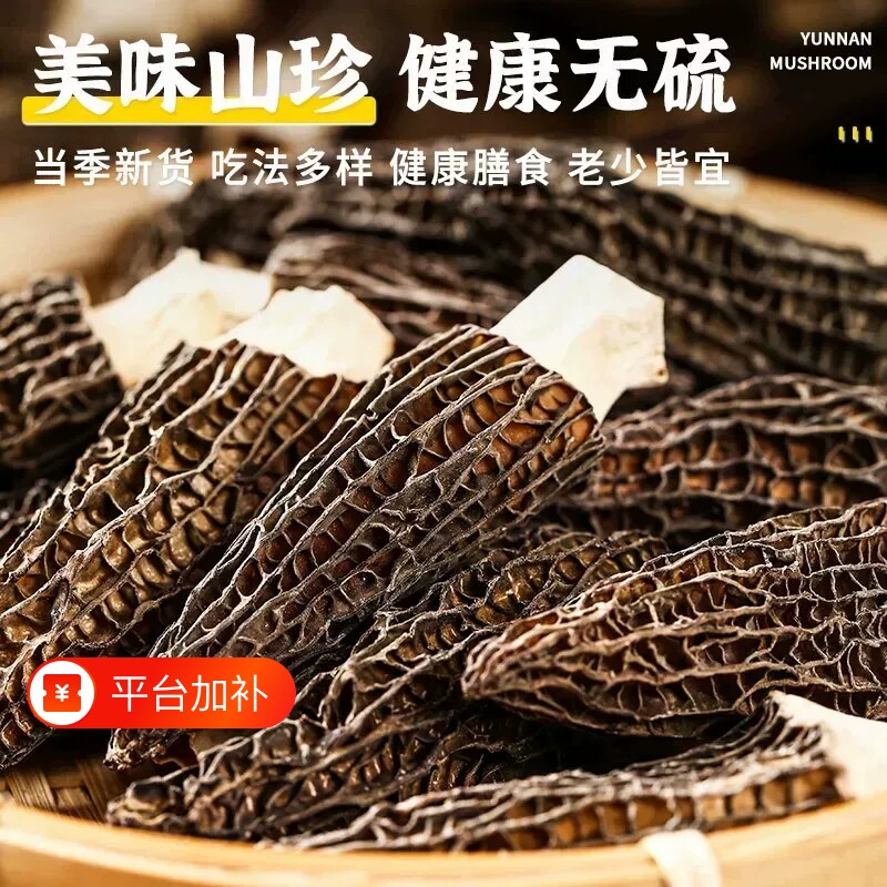 云南新货羊肚菌头茬精品无硫肉质厚煲汤牛肚菌香干货养生滋补