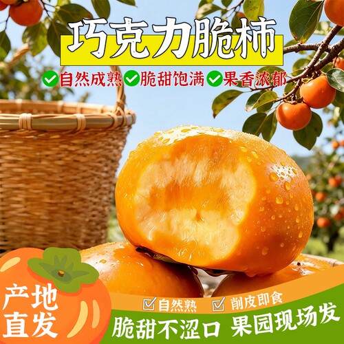 脆柿子脆甜多汁现摘当季果冰糖心