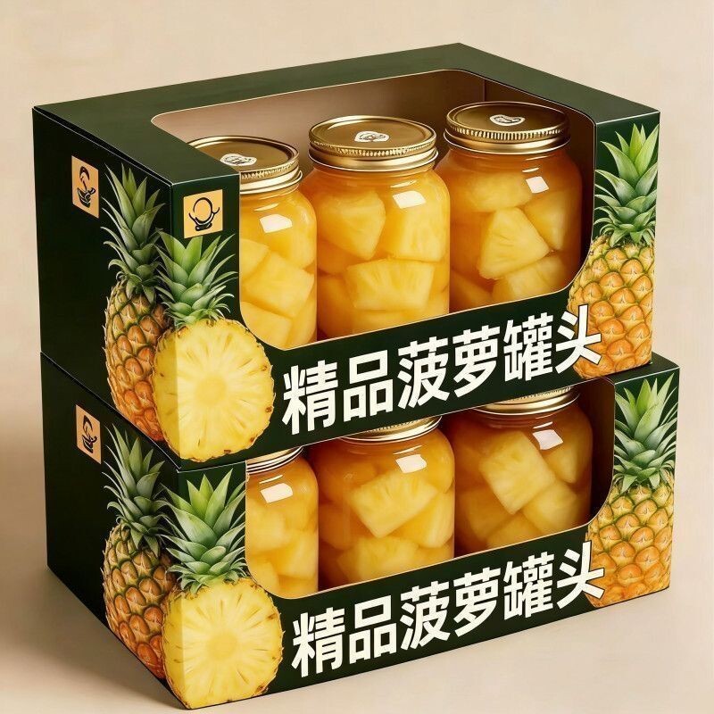 菠萝罐头酸甜可口当季新鲜水果制作果肉饱满菠萝罐头清甜多汁