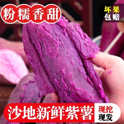 正宗紫薯新鲜农家自种糖心包邮沙地紫罗兰9斤番薯紫色地瓜香甜