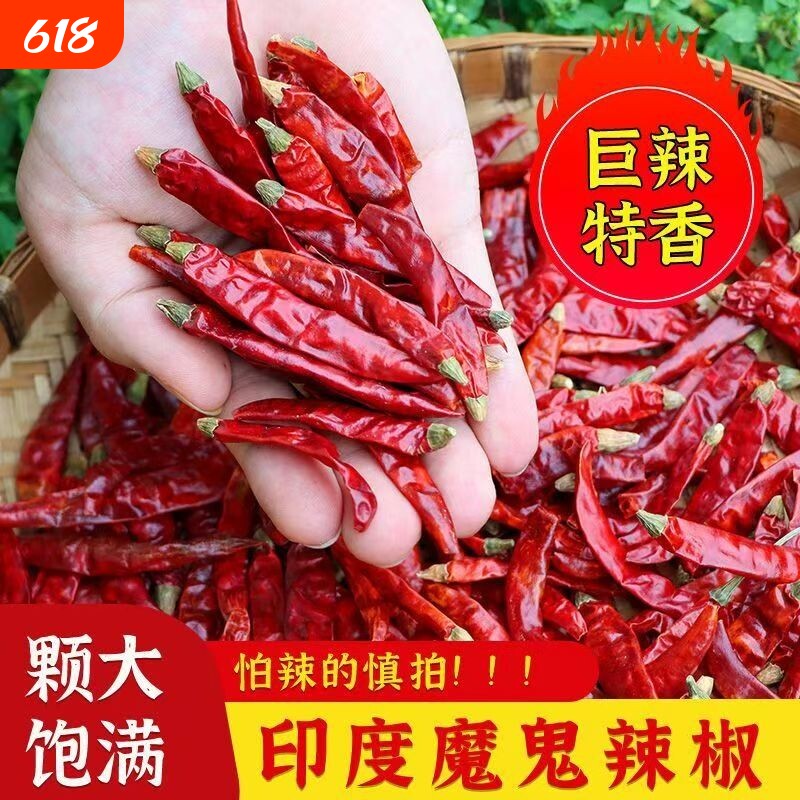 印度魔鬼干辣椒家用商用魔鬼辣椒面中粗细粉超辣爆辣巨辣特辣香辣
