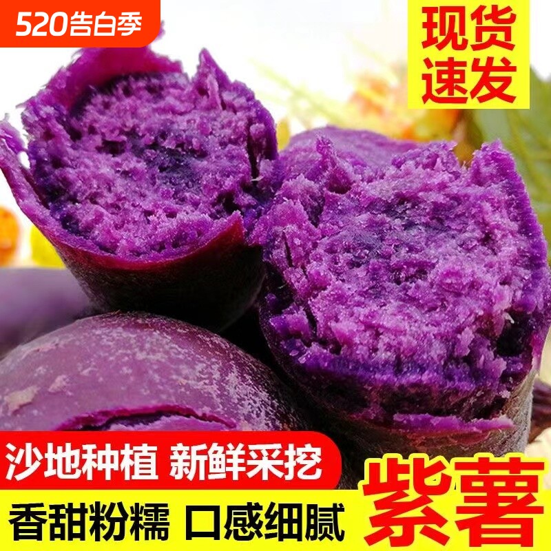 现挖新鲜紫薯农家自种红薯沙地地瓜香薯紫心蜜板栗山芋软糯香甜