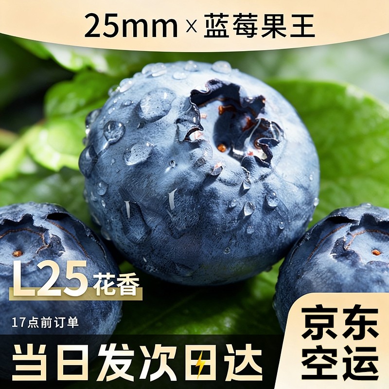 蓝莓新鲜水果云南鲜果高端怡颗高山L25花香孕妇京东包邮大果当季