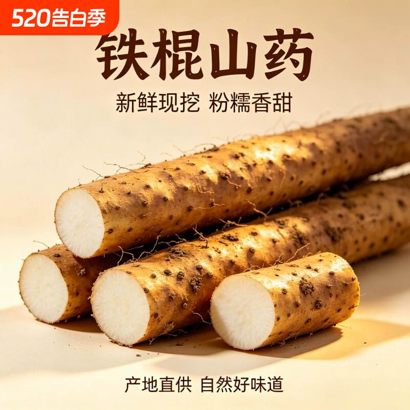 正宗铁棍山药非垆土新鲜小白嘴山药现挖淮山药精选5斤装老少皆宜