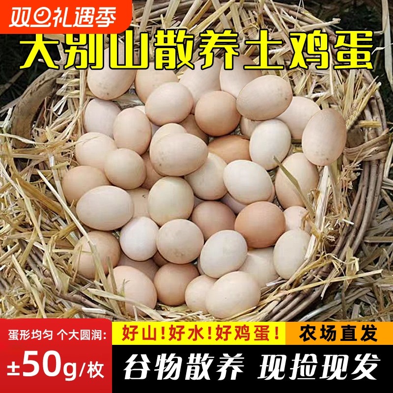 农村散养土鸡蛋湖北大别山新鲜谷物蛋早餐孕妇月子鸡蛋送货上门