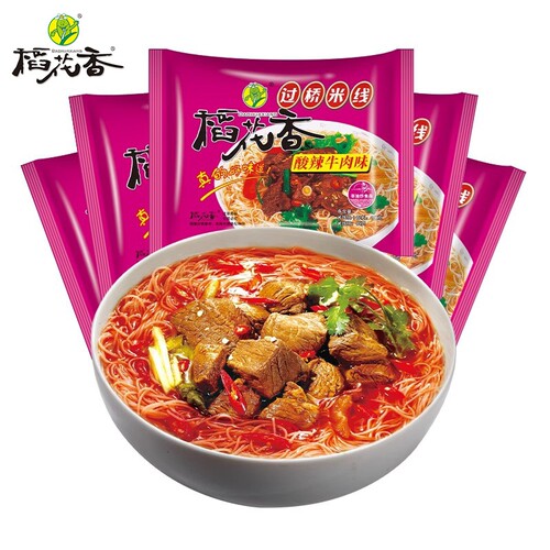 稻花香过桥米线酸辣牛肉味米线速食冲泡正宗细粉丝泡面108g*5袋装