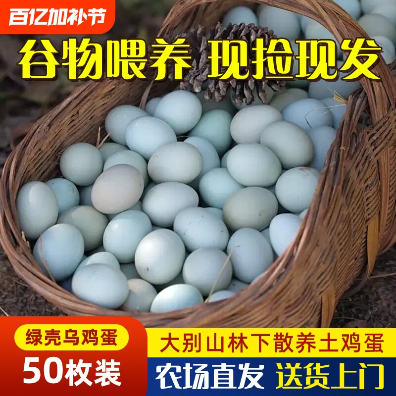 乌鸡蛋正宗农家散养50枚大别山跑山鸡虫草谷物蛋绿壳土鸡蛋新鲜