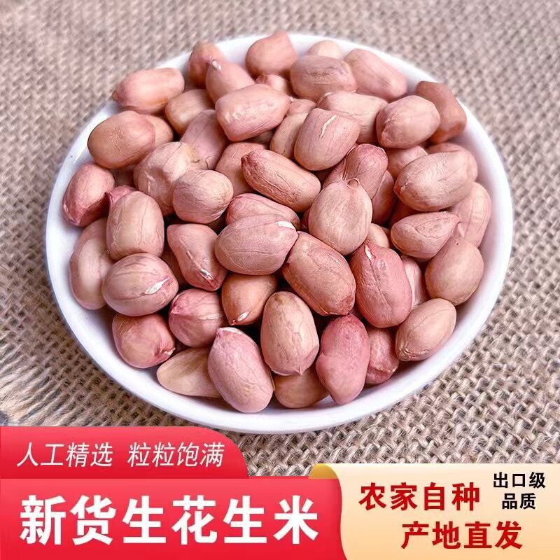 2025新鲜生花生米白沙花生仁去壳自种农家大颗粒新货下酒菜5斤