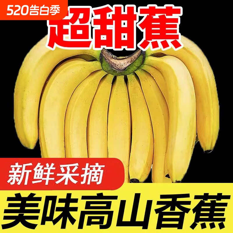 高山大香蕉新鲜水果自然熟现摘青皮香蕉9斤整箱包邮绿皮香甜软糯