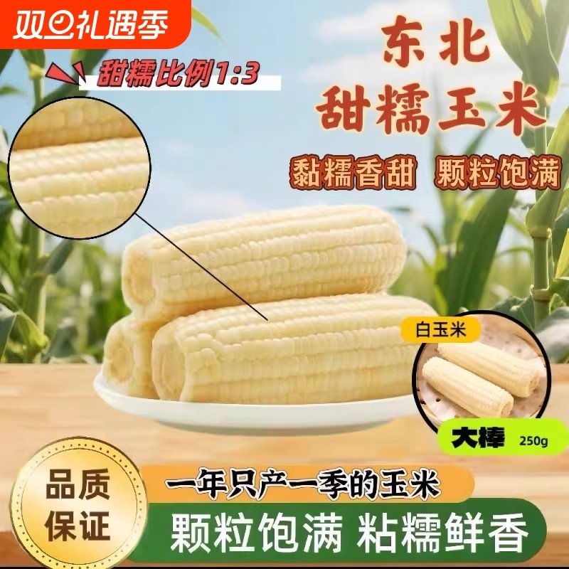 2025正宗东北白糯玉米黏糯香甜真空锁鲜独立包装宿舍加热即食粗粮