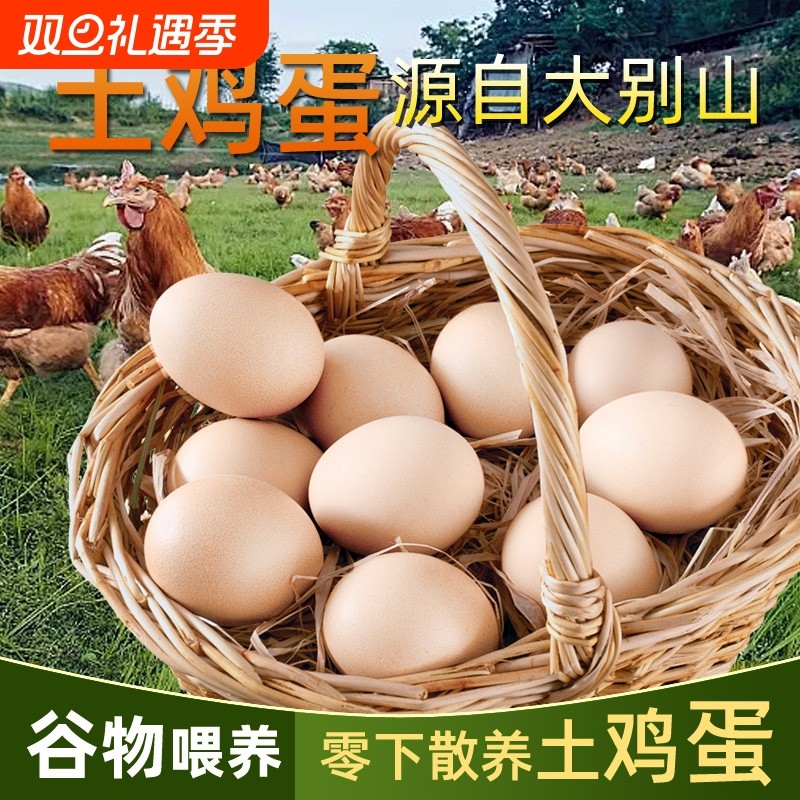 土鸡蛋正宗农家散养新鲜鸡蛋宝宝孕妇虫草蛋40枚湖北大别山谷物蛋