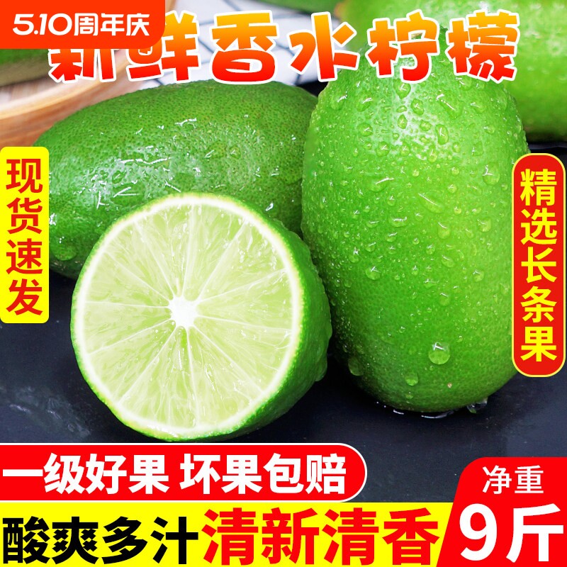 广东香水柠檬新鲜一级果海南无籽青柠檬奶茶店专用9斤应当季水果
