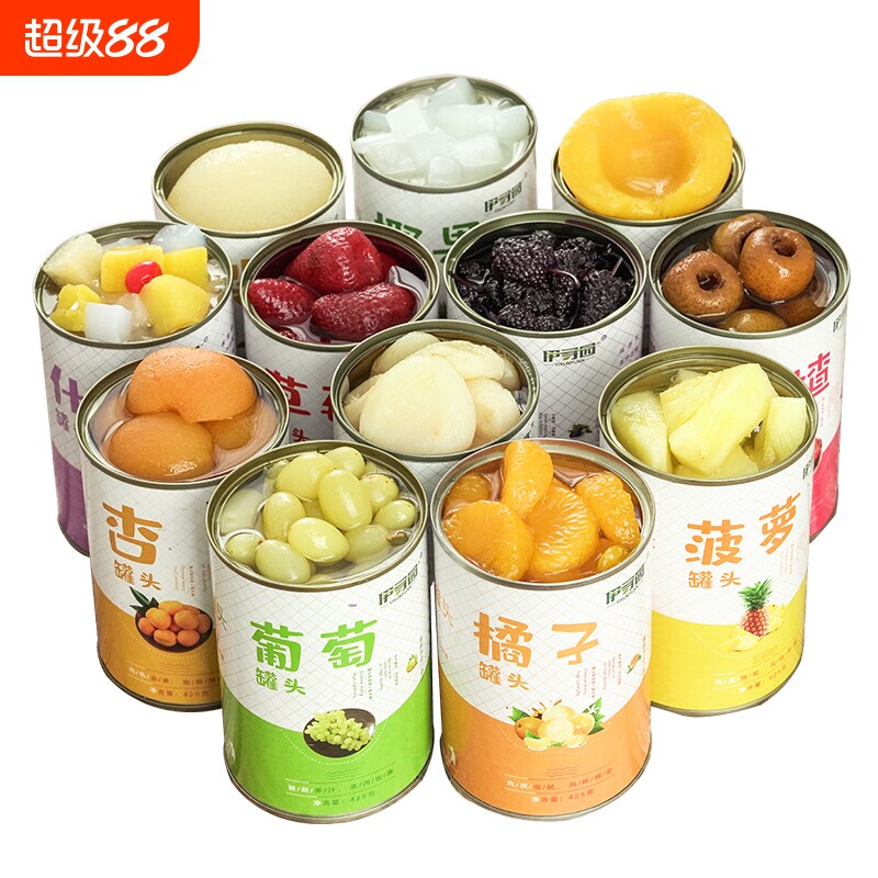 新鲜水果罐头黄桃砀山菠萝杨梅草莓梨马蹄枇杷杏罐头什锦椰果葡萄