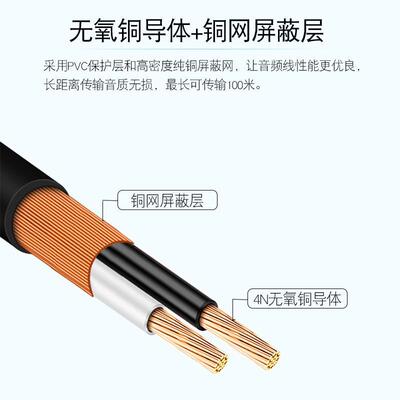 6.35转RCA大三芯6.5转双莲花一分二音频线调音台声卡音箱怪兽线
