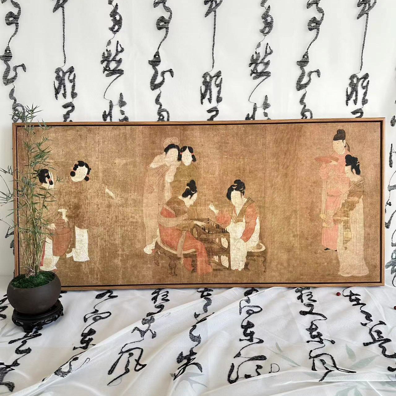 内人双陆图周昉唐朝唐代仕女图挂画新中式客厅装饰画古画仿古壁画
