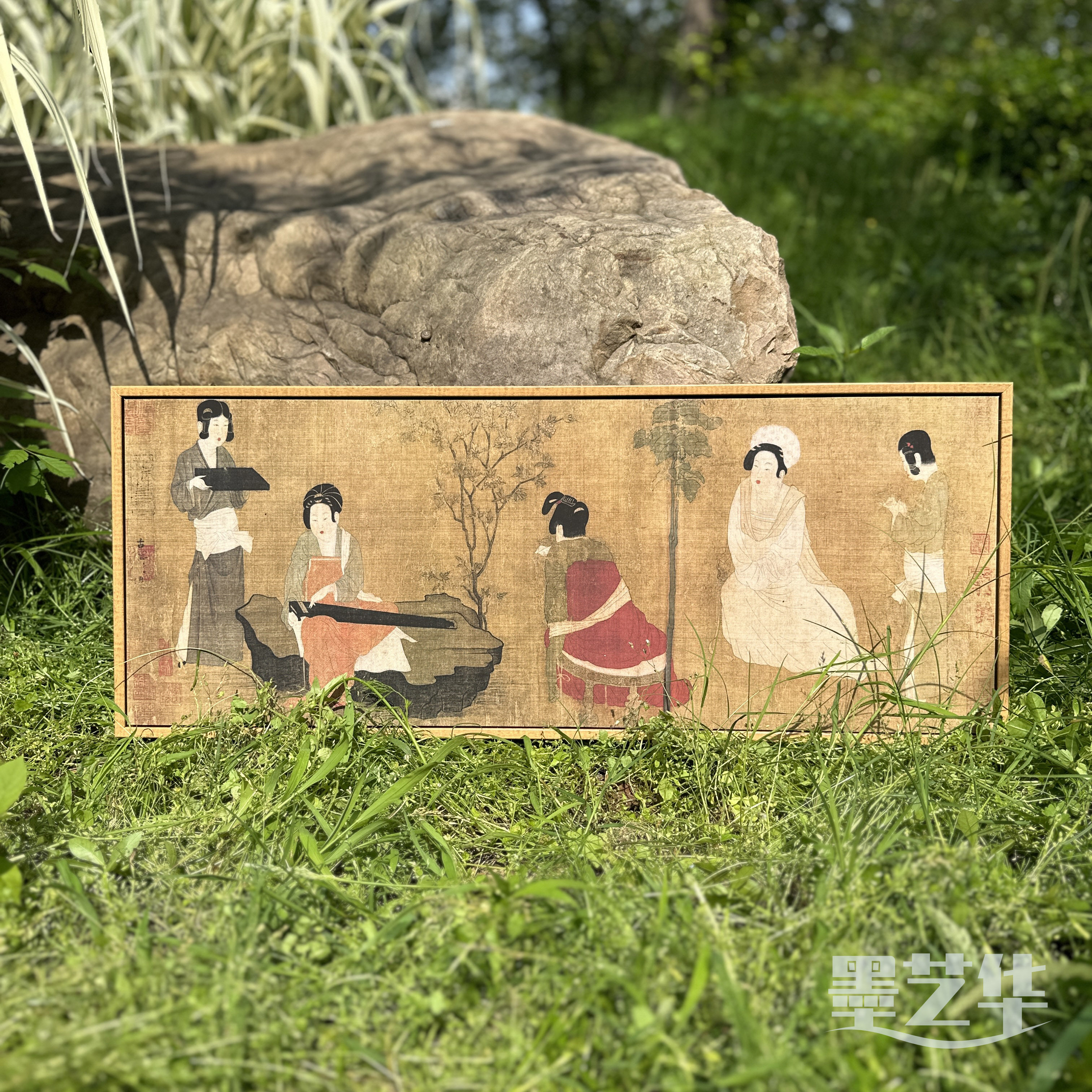 定做周昉琴啜茗图调唐朝画人物古古代宫仕图唐装典挂画新中式女饰