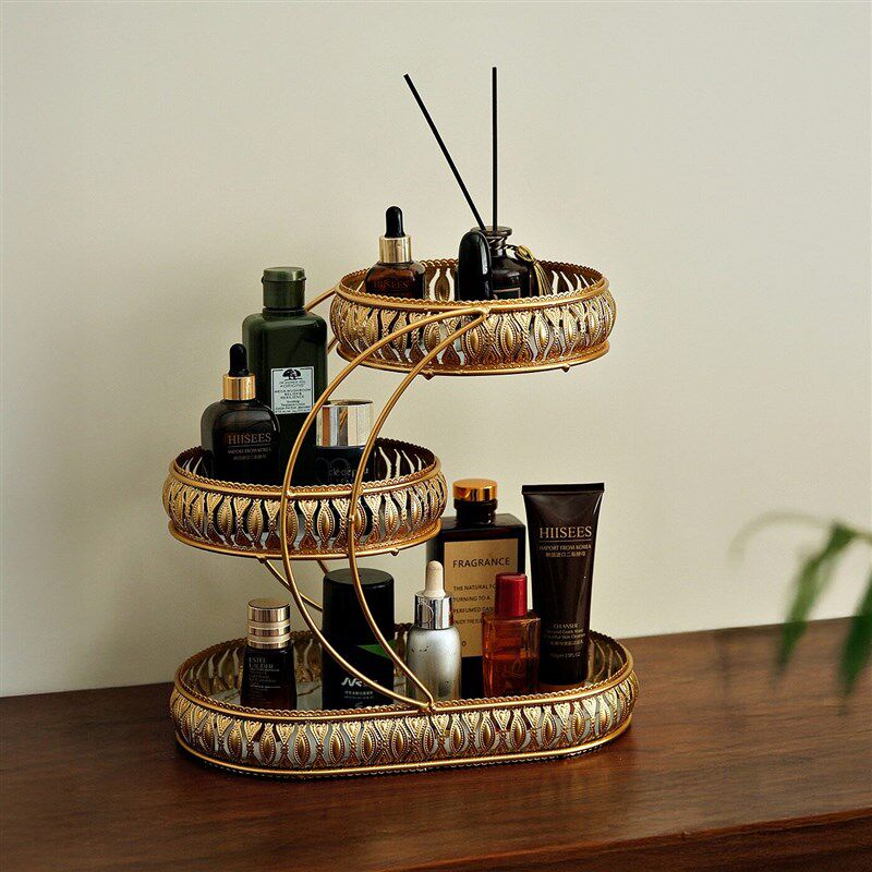 速发欧式置物架落地多层收纳架家用浴室储物架卧室床头柜护肤品展