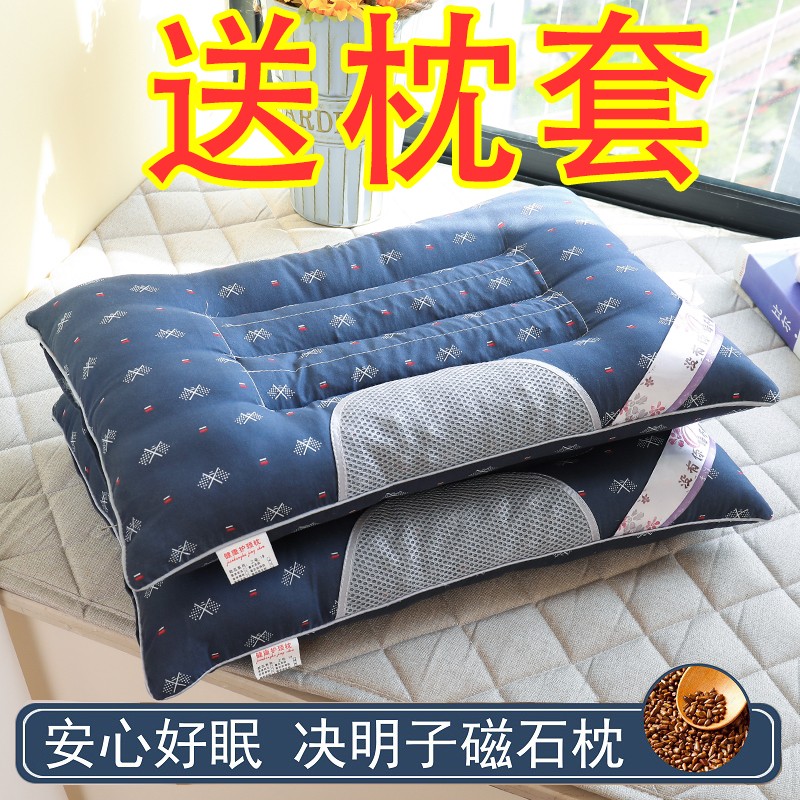 速发决明家枕头男宿舍学生单人护颈一子用护颈枕芯加枕套枕对装