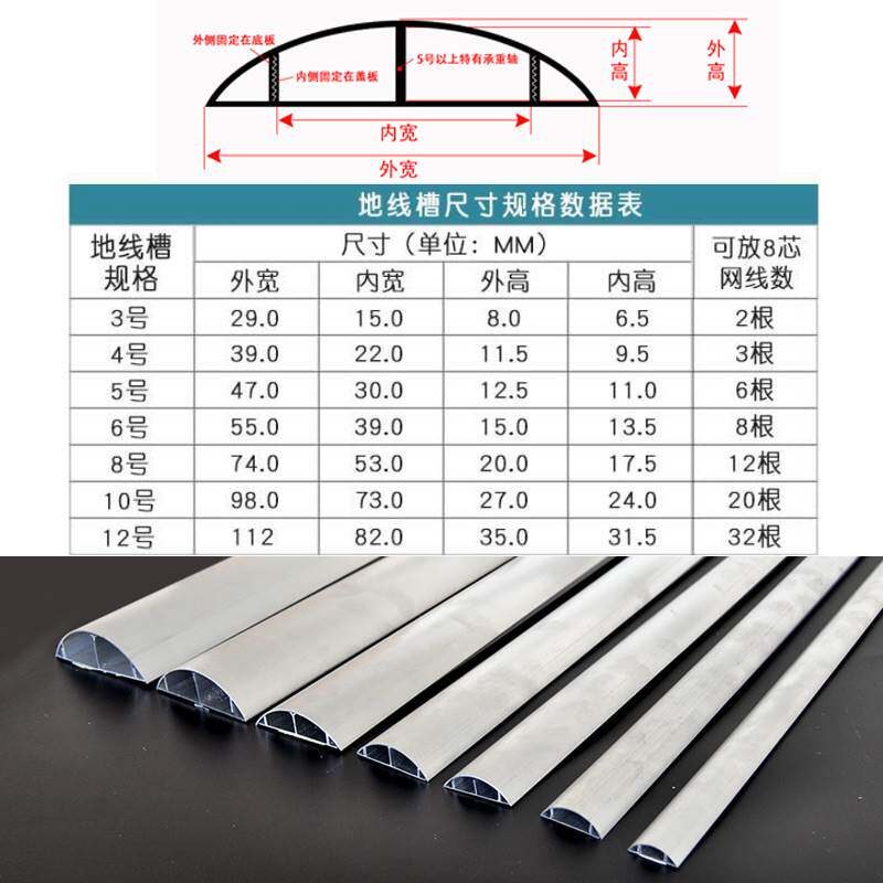 速发压条美化地上简约不锈钢孤线条半圆形弧形灰色地线槽金属扣6