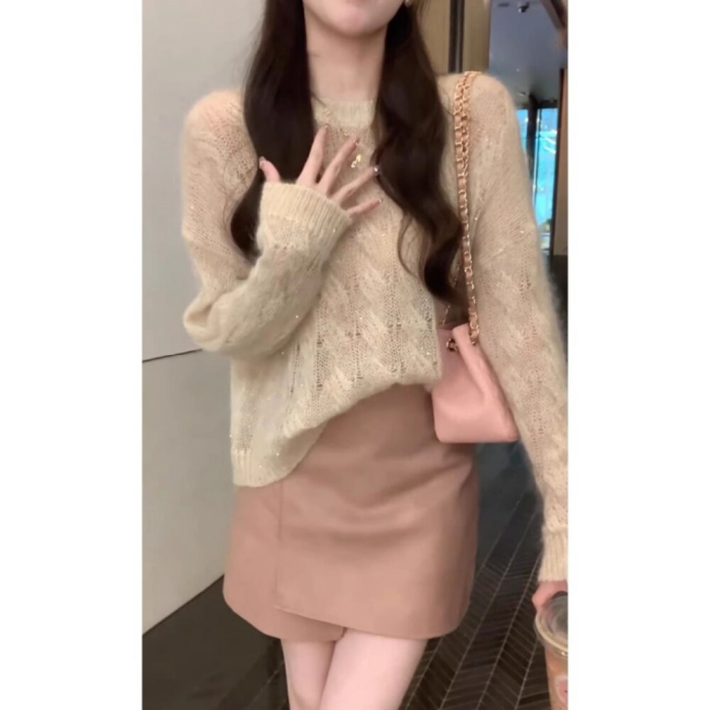 速发新柔4马海毛麻花毛衣202风温款秋冬宽松软糯套头针织衫减龄上