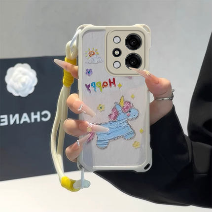 适用OPPOReno14手机壳Reno13油画独角兽12Pro可爱卡通11创意10网红爆款reno9全包防摔8Pro新款女7四角挂绳壳