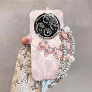 适用OPPOA3Pro手机壳新款 5G格纹小马高级感A3可爱全包A2防摔A93硅胶散热A58专用外壳带手链A57支架保护套女