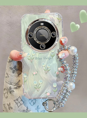 适用华为mate70Pro+手机壳60新款80Promax高级羽纱郁金香50全包镜头膜40防摔硅胶散热30EPro带手链保护套女