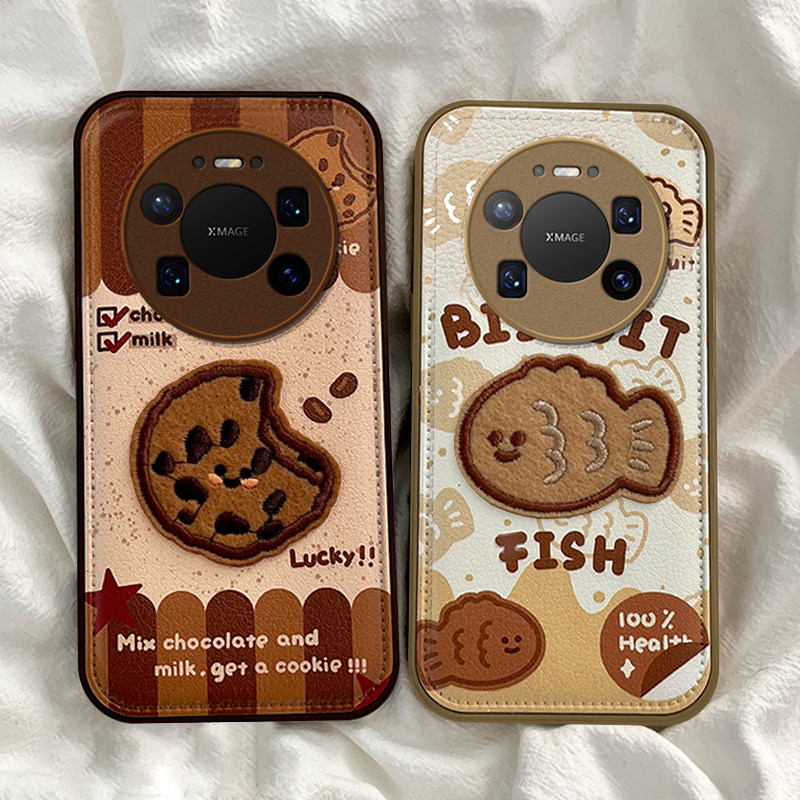 适用华为MATE80手机壳80Promax立体饼干鱼70Pro+可爱卡通女款mate60全包防摔50e气垫壳40/30网红爆款超好看