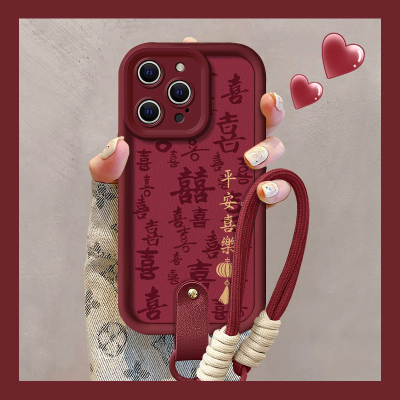 适用苹果16手机壳新款iphone16promax平安喜乐15专用14plus高级ip13mini可爱12防摔11硅胶xs带挂绳8保护套