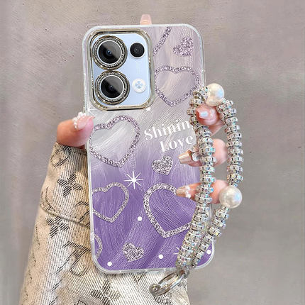 适用OPPOReno13手机壳Reno14渐变爱心12Pro个性创意11网红爆款10保护套reno9全包防摔8Por带镜头膜7se小清新6