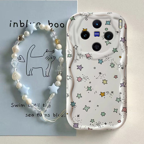 泼墨星星适用vivoX200S手机壳X200Promini新女款x100ultra全包防摔X90Pro带手炼x80奶油纹x70高级感x60轻奢风