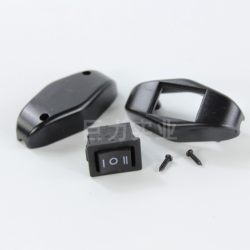 KCD-117电线上开关3脚3档翘板船型开关带壳套件250V6A线路2路控制