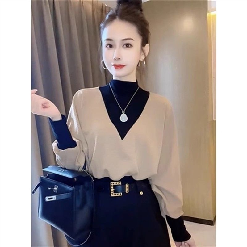 洋气小衫蝙蝠袖假两件长袖2025新款T恤休闲春秋半高领女显瘦拼色,工业油品/胶粘/化学/实验室用品,实验室漏斗,淘宝优惠券,粉丝福利购,淘宝优惠卷