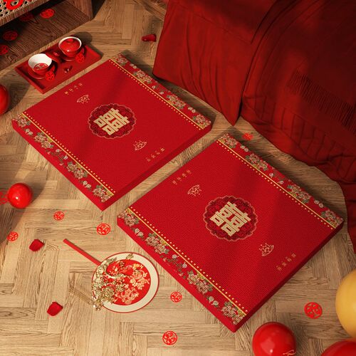 红色喜庆跪垫结婚婚礼喜事海绵敬茶跪拜垫一对新娘磕头改口坐福垫