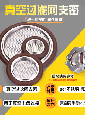 真空过滤网支密不锈钢304氟胶网支架硬网外圈带网软网KF16 25 40