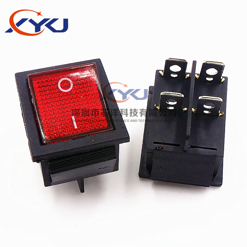 KCD4船型开关 船形 翘板电源按钮 4脚6脚带灯 16A 250V 31x25MM